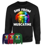 She From Muscatine Iowa T-Shirt LGBT Pride Sexy Lips Gift Shirt