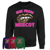 She From Muscoy California Gift Cheetah Leopard Sexy Lips Shirt