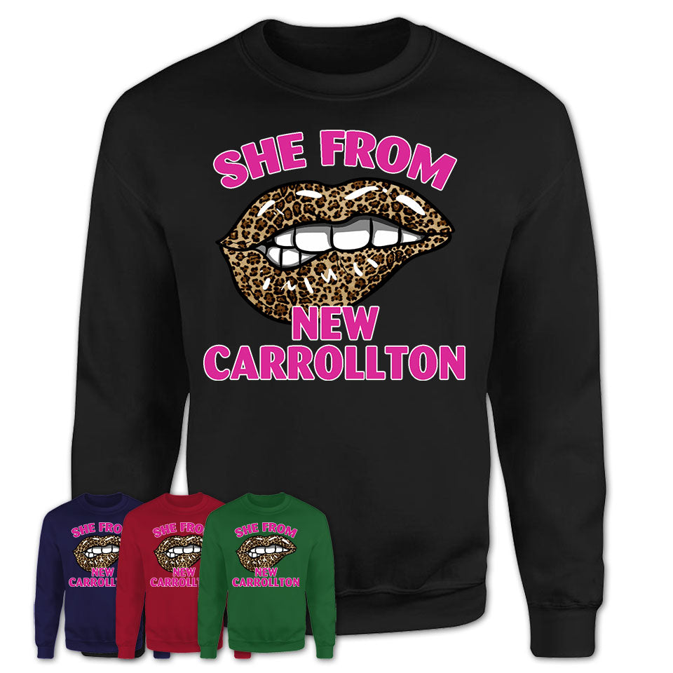 She From New Carrollton Maryland Gift Cheetah Leopard Sexy Lips Shirt