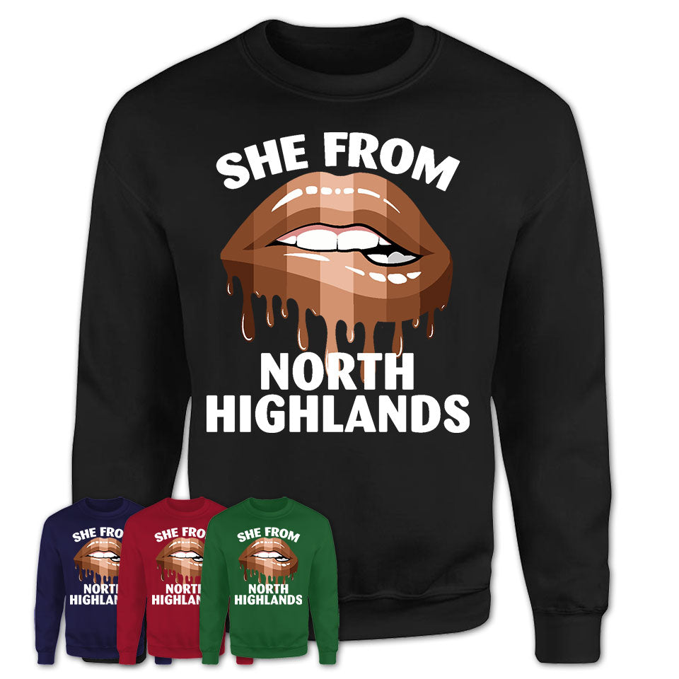 She From North Highlands California T-Shirt Black Lives Matter Sexy Lips Girl Shirt