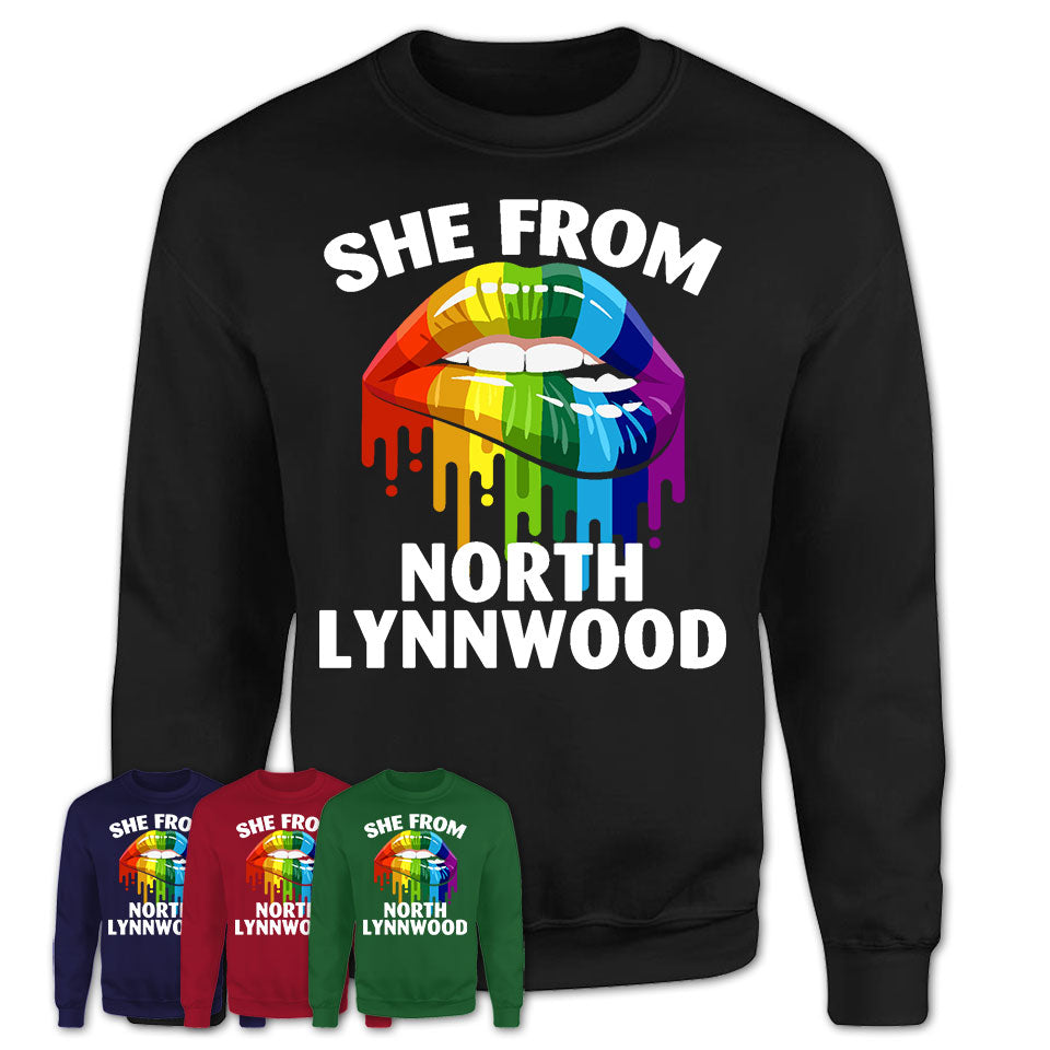 She From North Lynnwood Washington T-Shirt LGBT Pride Sexy Lips Gift Shirt