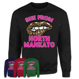 She From North Mankato Minnesota Gift Cheetah Leopard Sexy Lips Shirt