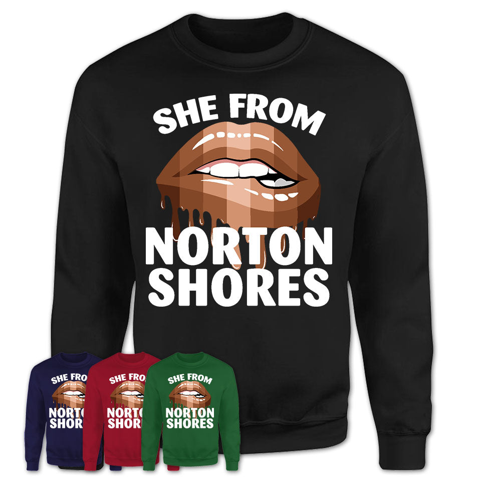 She From Norton Shores Michigan T-Shirt Black Lives Matter Sexy Lips Girl Shirt