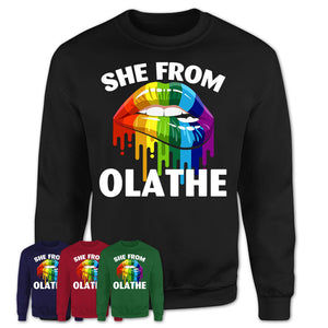 She From Olathe Kansas T-Shirt LGBT Pride Sexy Lips Gift Shirt