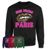 She From Paris Texas Gift Cheetah Leopard Sexy Lips Shirt