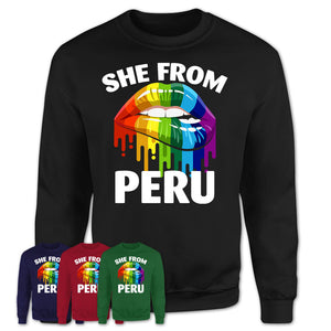 She From Peru Illinois T-Shirt LGBT Pride Sexy Lips Gift Shirt