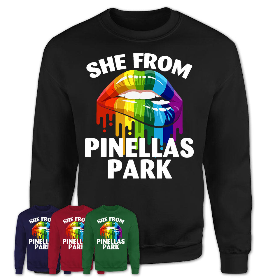 She From Pinellas Park Florida T-Shirt LGBT Pride Sexy Lips Gift Shirt