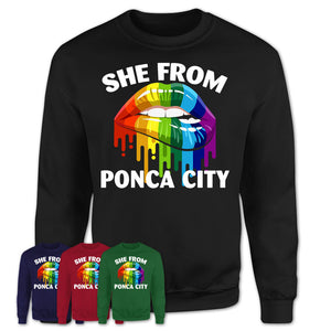 She From Ponca City Oklahoma T-Shirt LGBT Pride Sexy Lips Gift Shirt