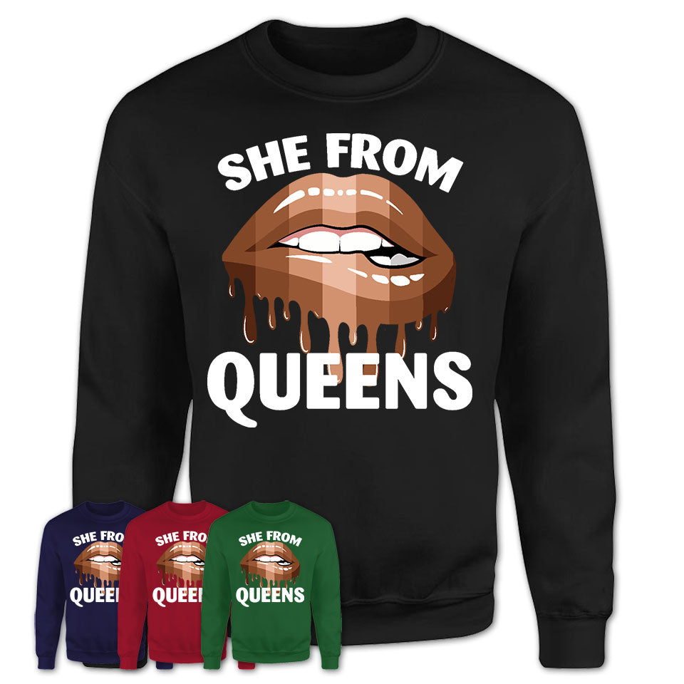 She From Queens New York T-Shirt Black Lives Matter Sexy Lips Girl Shirt