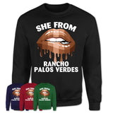 She From Rancho Palos Verdes California T-Shirt Black Lives Matter Sexy Lips Girl Shirt