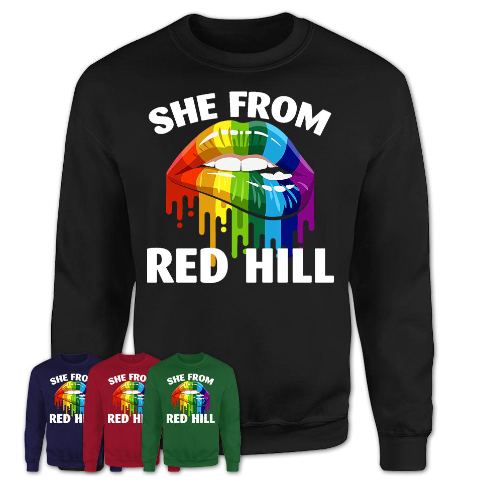 She From Red Hill South Carolina T-Shirt LGBT Pride Sexy Lips Gift Shirt