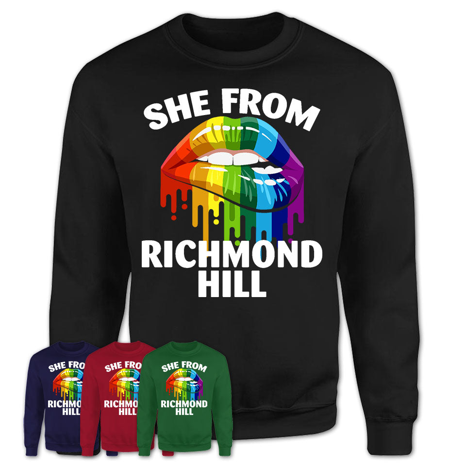 She From Richmond Hill Georgia T-Shirt LGBT Pride Sexy Lips Gift Shirt