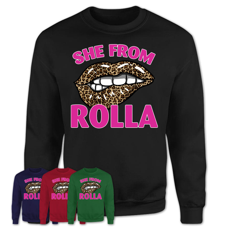 She From Rolla Missouri Gift Cheetah Leopard Sexy Lips Shirt