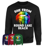 She From Round Lake Beach Illinois T-Shirt LGBT Pride Sexy Lips Gift Shirt