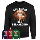She From San Bernardino California T-Shirt Black Lives Matter Sexy Lips Girl Shirt
