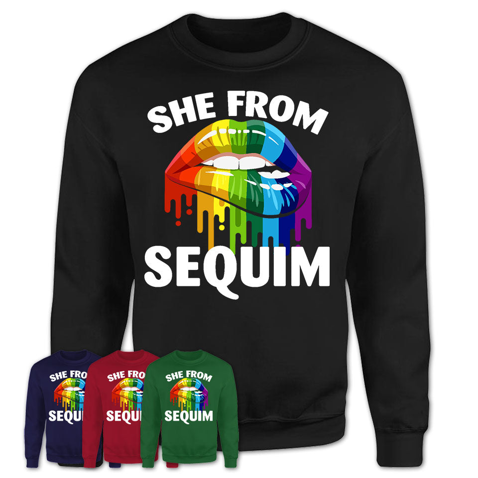 She From Sequim Washington T-Shirt LGBT Pride Sexy Lips Gift Shirt