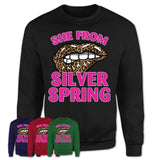 She From Silver Spring Maryland Gift Cheetah Leopard Sexy Lips Shirt