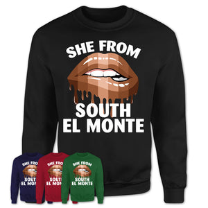 She From South El Monte California T-Shirt Black Lives Matter Sexy Lips Girl Shirt