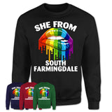 She From South Farmingdale New York T-Shirt LGBT Pride Sexy Lips Gift Shirt