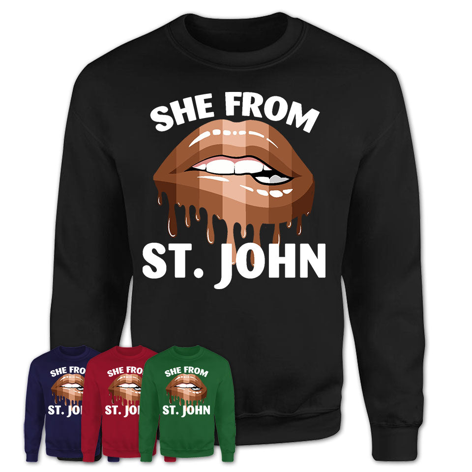 She From St. John Indiana T-Shirt Black Lives Matter Sexy Lips Girl Shirt