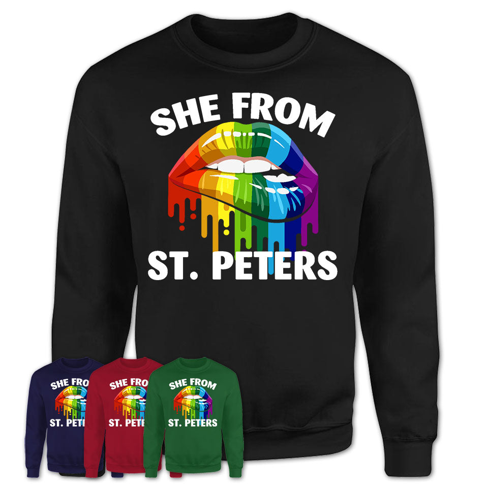 She From St. Peters Missouri T-Shirt LGBT Pride Sexy Lips Gift Shirt