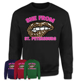 She From St. Petersburg Florida Gift Cheetah Leopard Sexy Lips Shirt