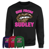 She From Sudley Virginia Gift Cheetah Leopard Sexy Lips Shirt