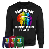 She From Sunny Isles Beach Florida T-Shirt LGBT Pride Sexy Lips Gift Shirt