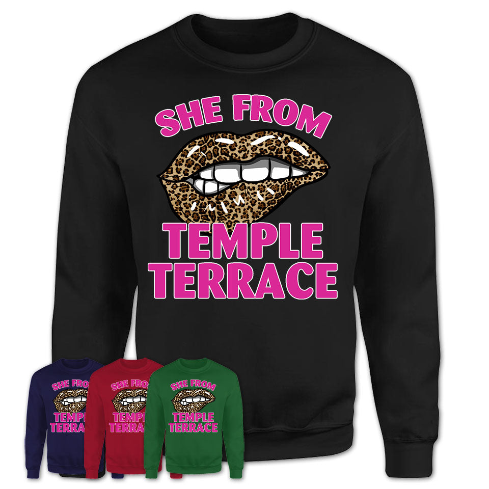 She From Temple Terrace Florida Gift Cheetah Leopard Sexy Lips Shirt