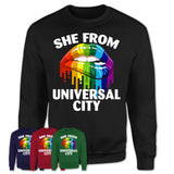 She From Universal City Texas T-Shirt LGBT Pride Sexy Lips Gift Shirt