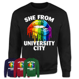 She From University City Missouri T-Shirt LGBT Pride Sexy Lips Gift Shirt