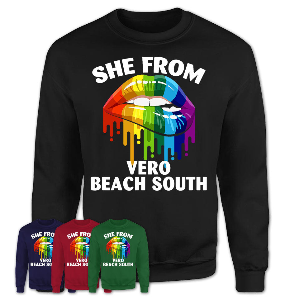She From Vero Beach South Florida T-Shirt LGBT Pride Sexy Lips Gift Shirt