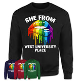 She From West University Place Texas T-Shirt LGBT Pride Sexy Lips Gift Shirt