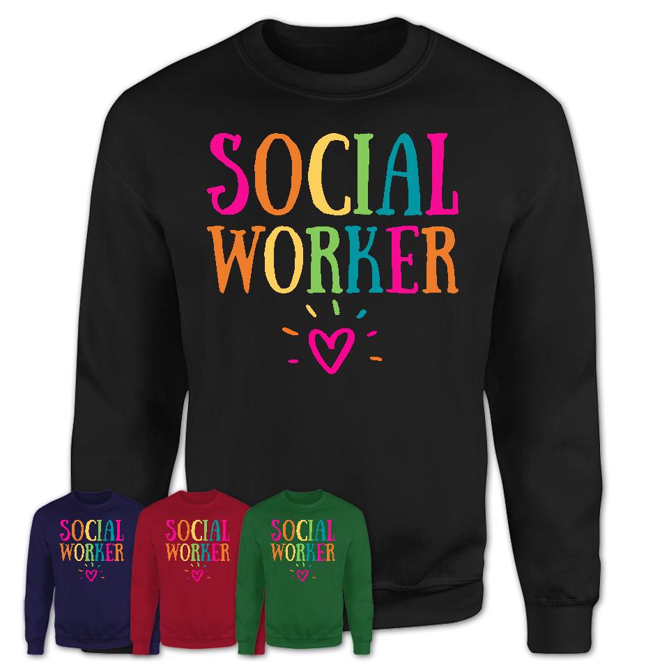 Social Worker Rainbow Lettering Heart Shirt, Employee Appreciation Gifts