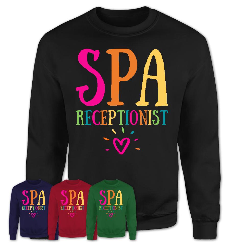 Spa Receptionist Rainbow Lettering Heart Shirt, Employee Appreciation Gifts