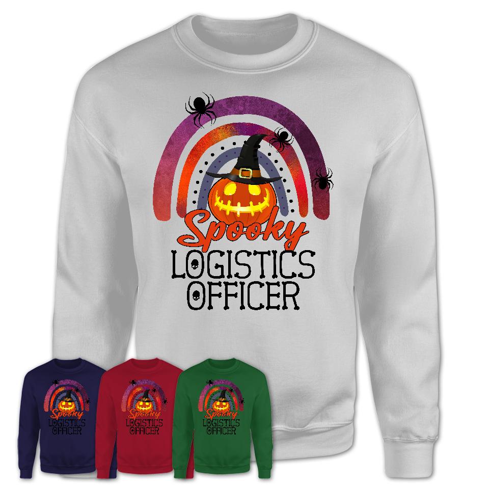 Spooky Logistics Officer Shirt, Halloween Rainbow Shirt for Women, Funny Pumpkin Shirt for Logistics Officer, Halloween Gift