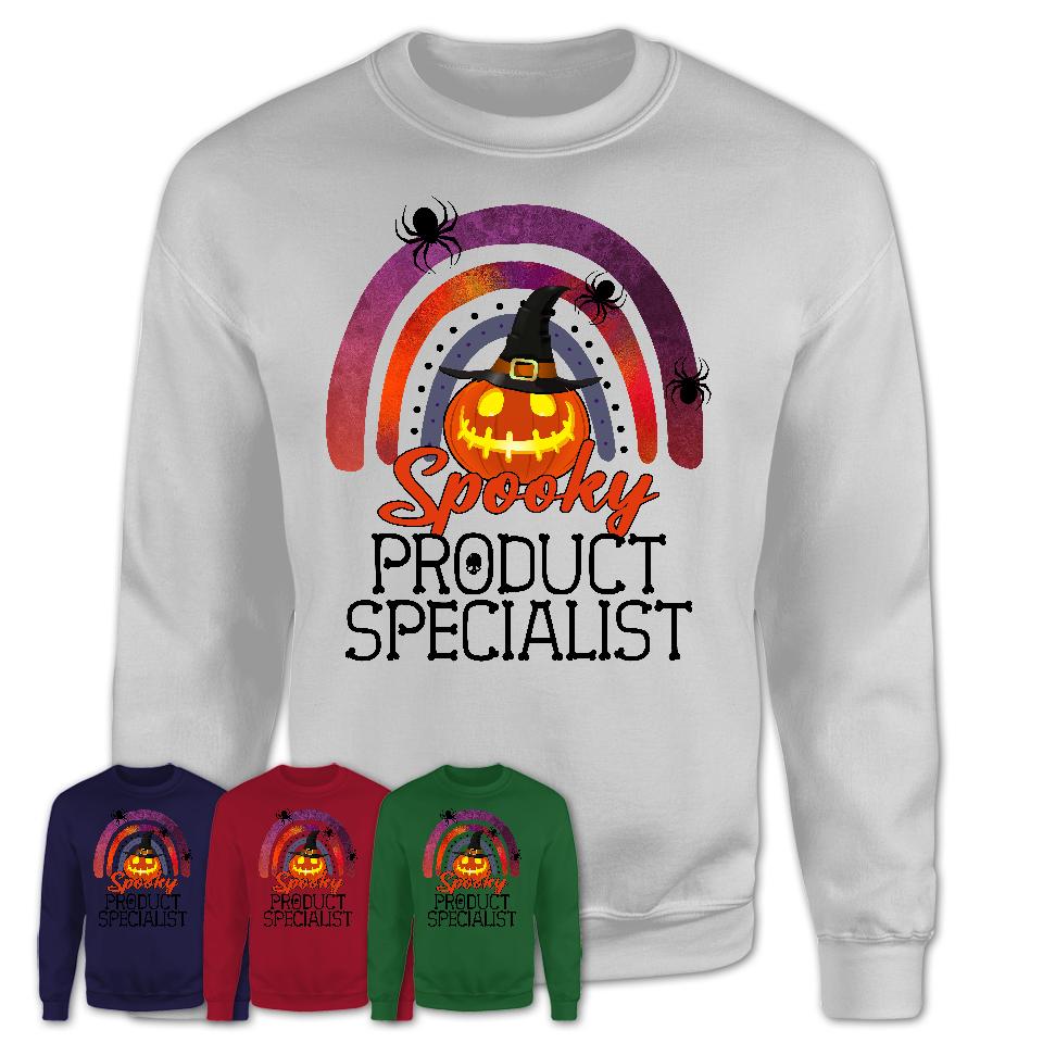Spooky Product Specialist Shirt, Halloween Rainbow Shirt for Women, Funny Pumpkin Shirt for Product Specialist, Halloween Gift
