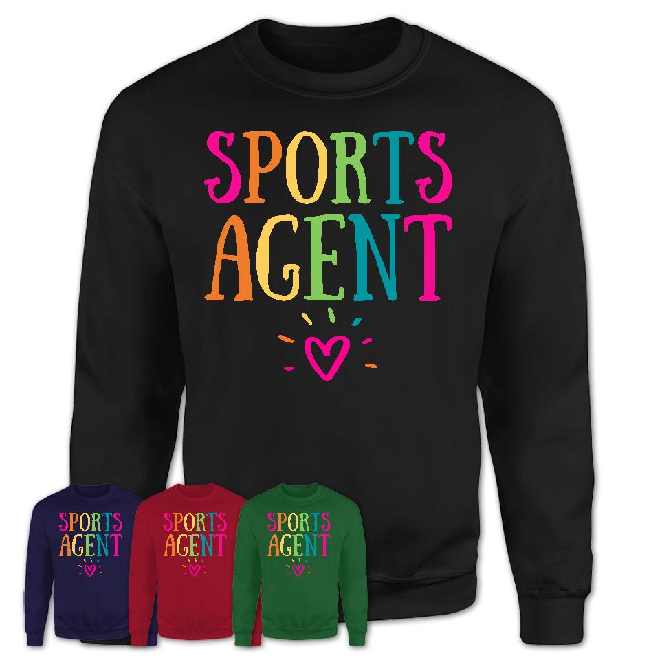 Sports Agent Rainbow Lettering Heart Shirt, Employee Appreciation Gifts