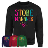 Store Manager Rainbow Lettering Heart Shirt, Employee Appreciation Gifts