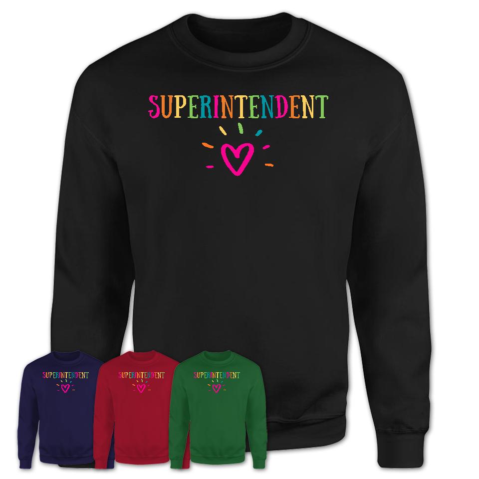 Superintendent Rainbow Lettering Heart Shirt, Employee Appreciation Gifts