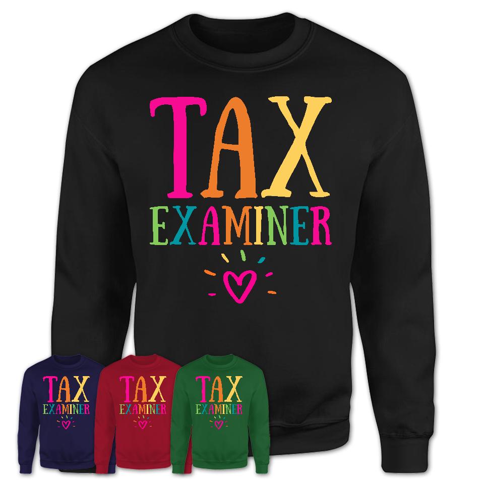 Tax Examiner Rainbow Lettering Heart Shirt, Employee Appreciation Gifts
