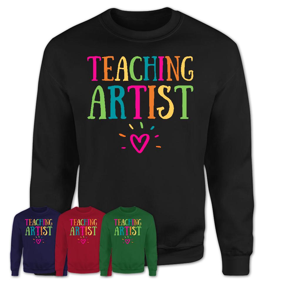 Teaching Artist Rainbow Lettering Heart Shirt, Employee Appreciation Gifts