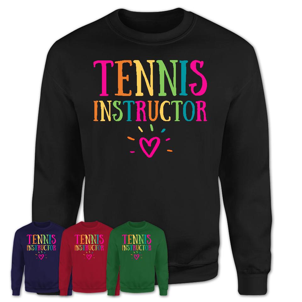 Tennis Instructor Rainbow Lettering Heart Shirt, Employee Appreciation Gifts