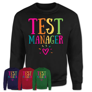 Test Manager Rainbow Lettering Heart Shirt, Employee Appreciation Gifts