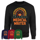 Thankful Medical Writer Shirt, Pumpkin Rainbow Sweater for Fall Lovers, Thanksgiving Gift for Medical Writer Women