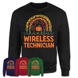 Thankful Wireless Technician Shirt, Pumpkin Rainbow Sweater for Fall Lovers, Thanksgiving Gift for Wireless Technician Women