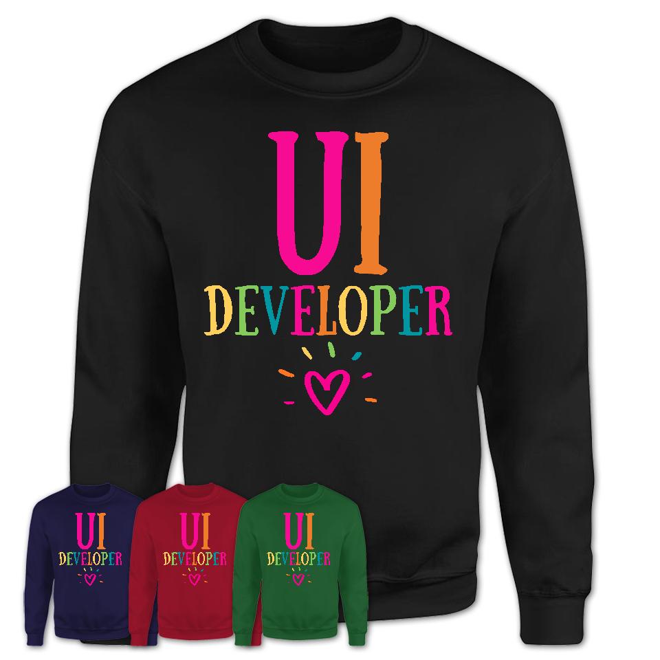 Ui Developer Rainbow Lettering Heart Shirt, Employee Appreciation Gifts