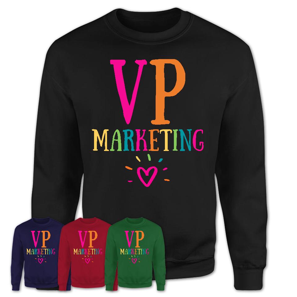 VP Marketing Rainbow Lettering Heart Shirt, Employee Appreciation Gifts