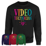 Video Technician Rainbow Lettering Heart Shirt, Employee Appreciation Gifts