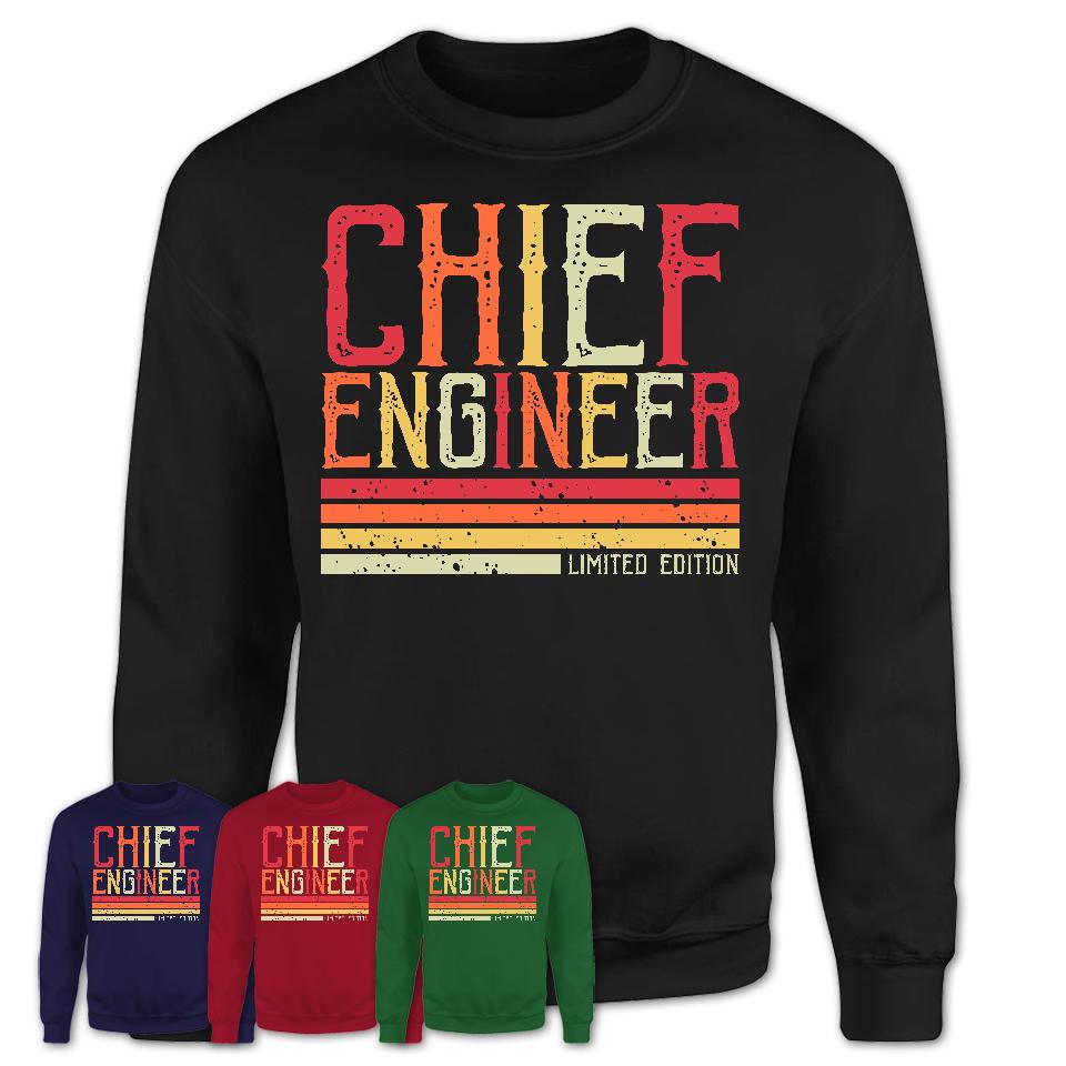 Vintage Chief Engineer Limited Edition Job Shirt, Coworker Birthday Gift Idea